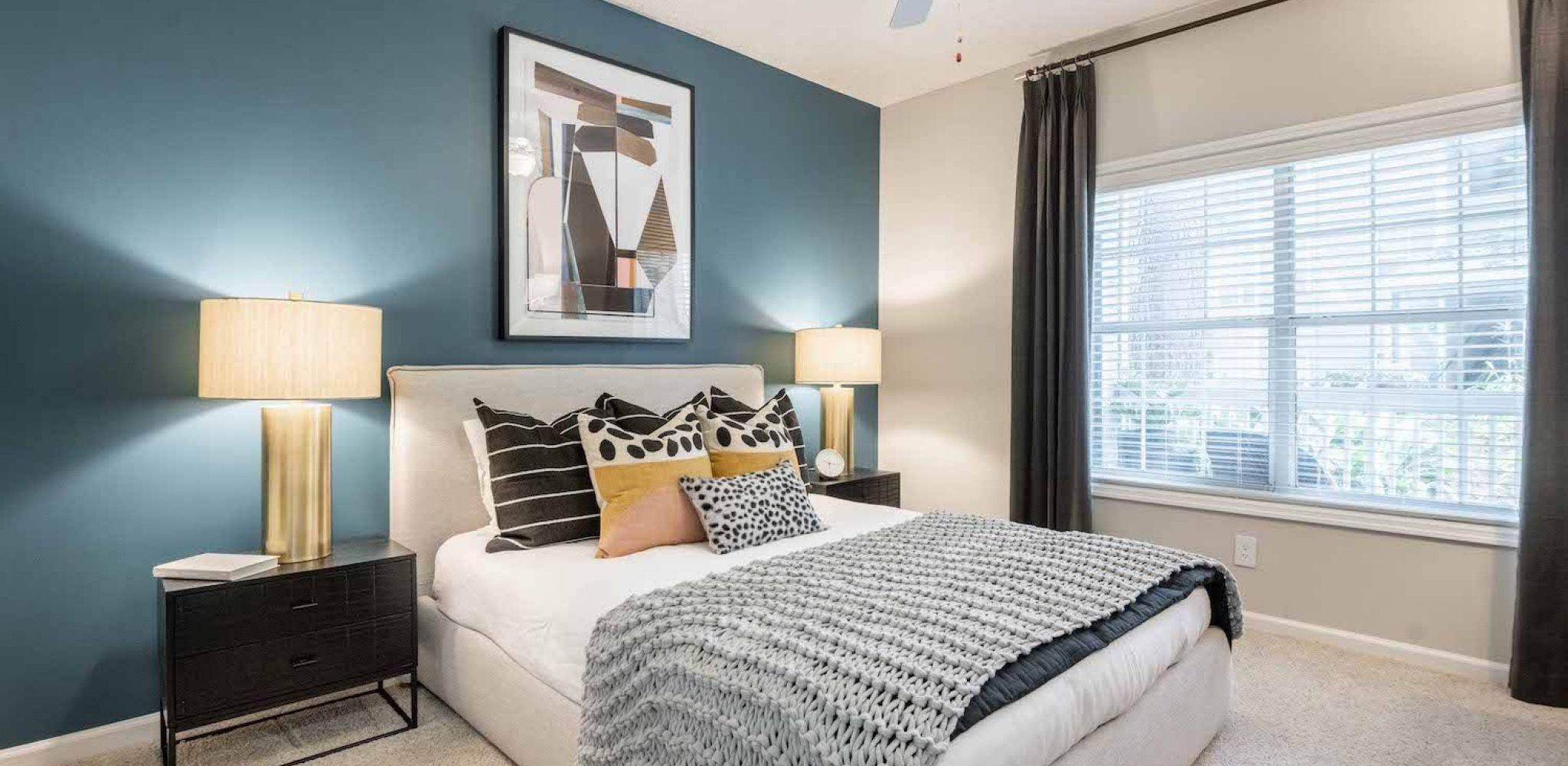 Hawthorne North Druid Hills spacious apartment bedroom with carpet and large windows
